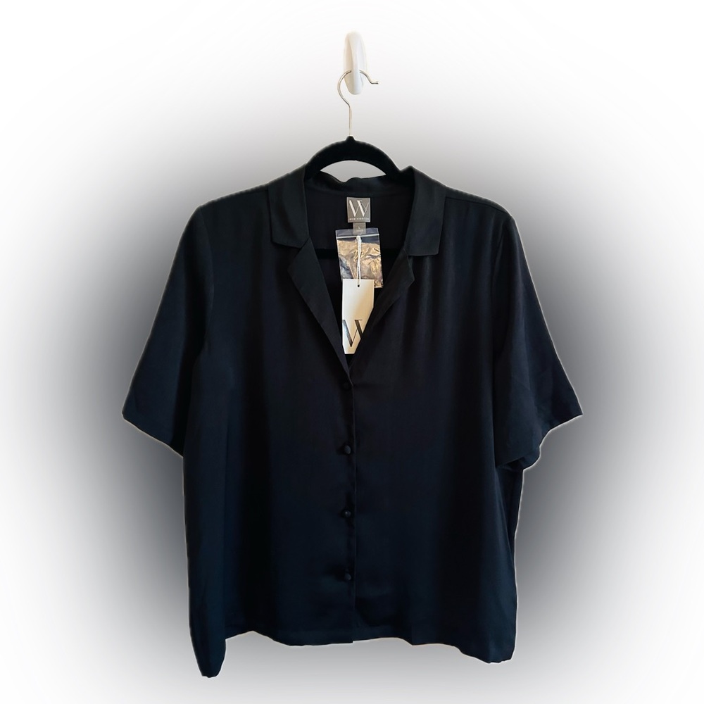 Chic Worthington Black Blouse Top NWT | Size L | Capsule Wardrobe
